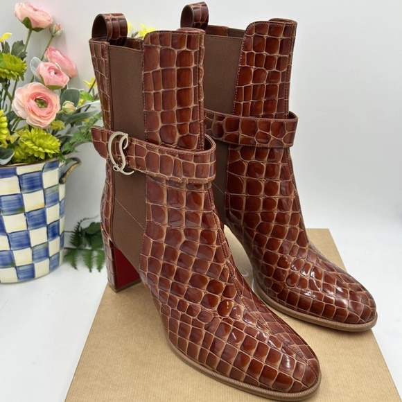 Women’s Christian Louboutin, CL Chelsea booty  croc print size 42 made in Italy - Picture 1 of 15